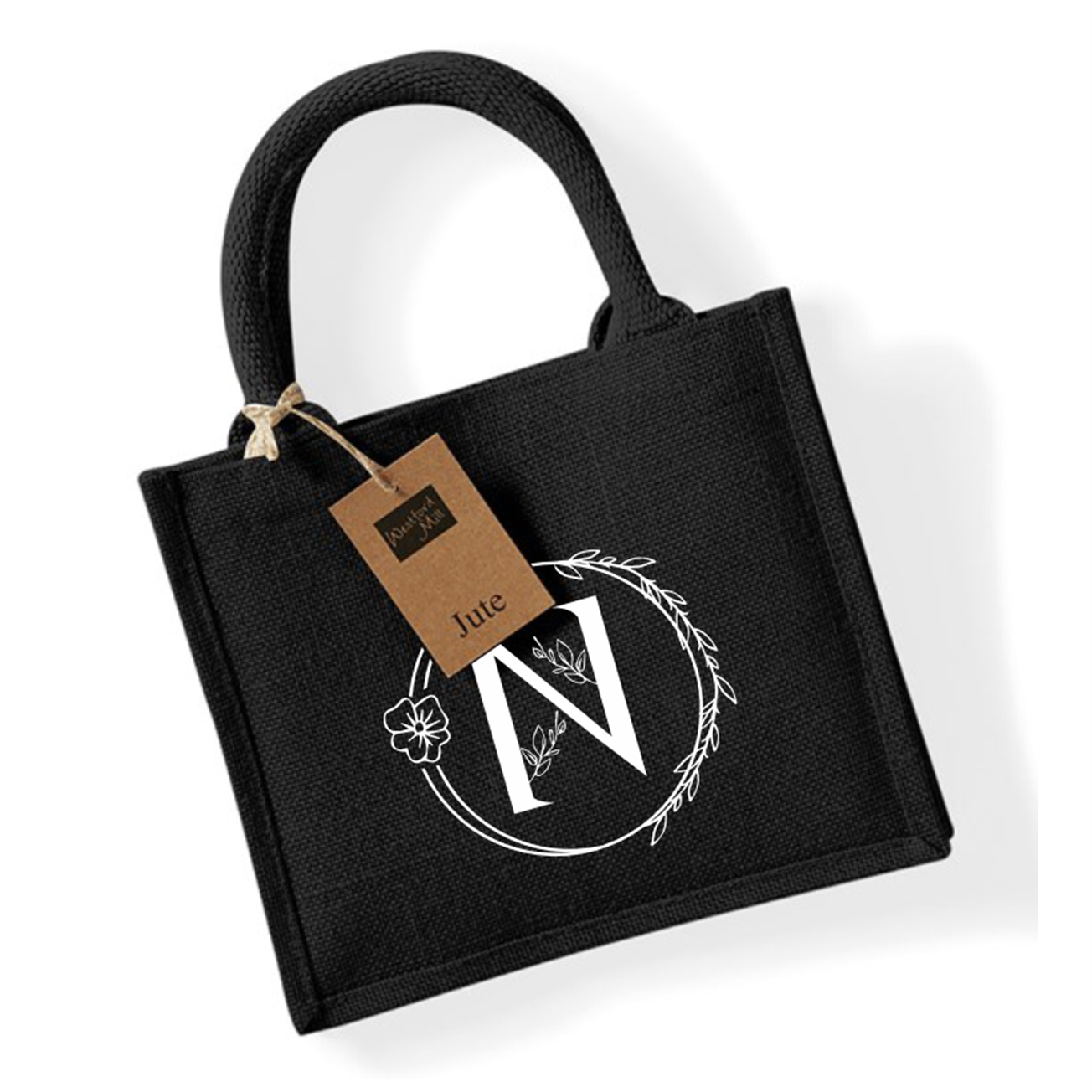Personalised Initial Jute Mini Gift Bag