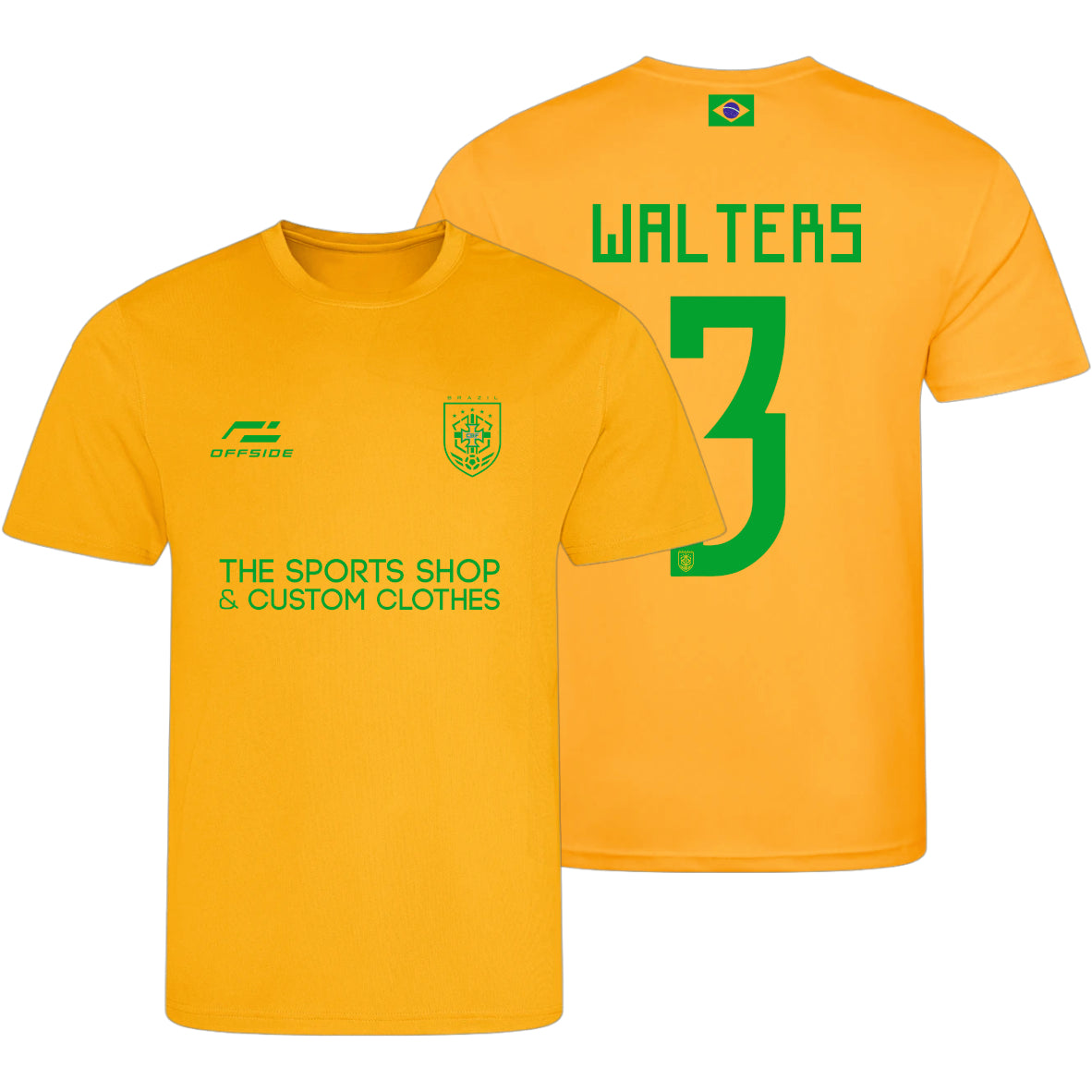 Brazil World Cup Supporter T-Shirt – Personalised Name & Number Included