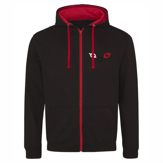 Black Country Zipped Hoodie Black/Red