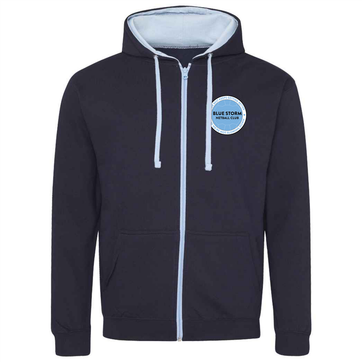 Blue Storm Netball Club - Contrast Zipped Hoodie