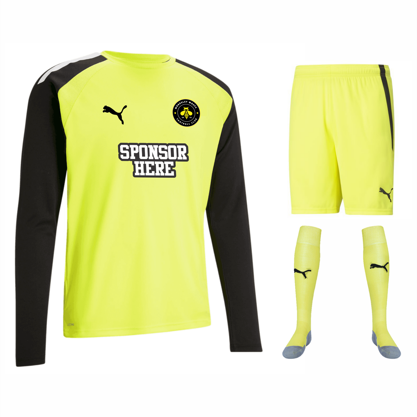 Wordsley Wasps Puma Yellow GK Kit - Senior