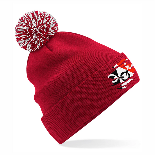Black Country Red Pom Pom Beanie