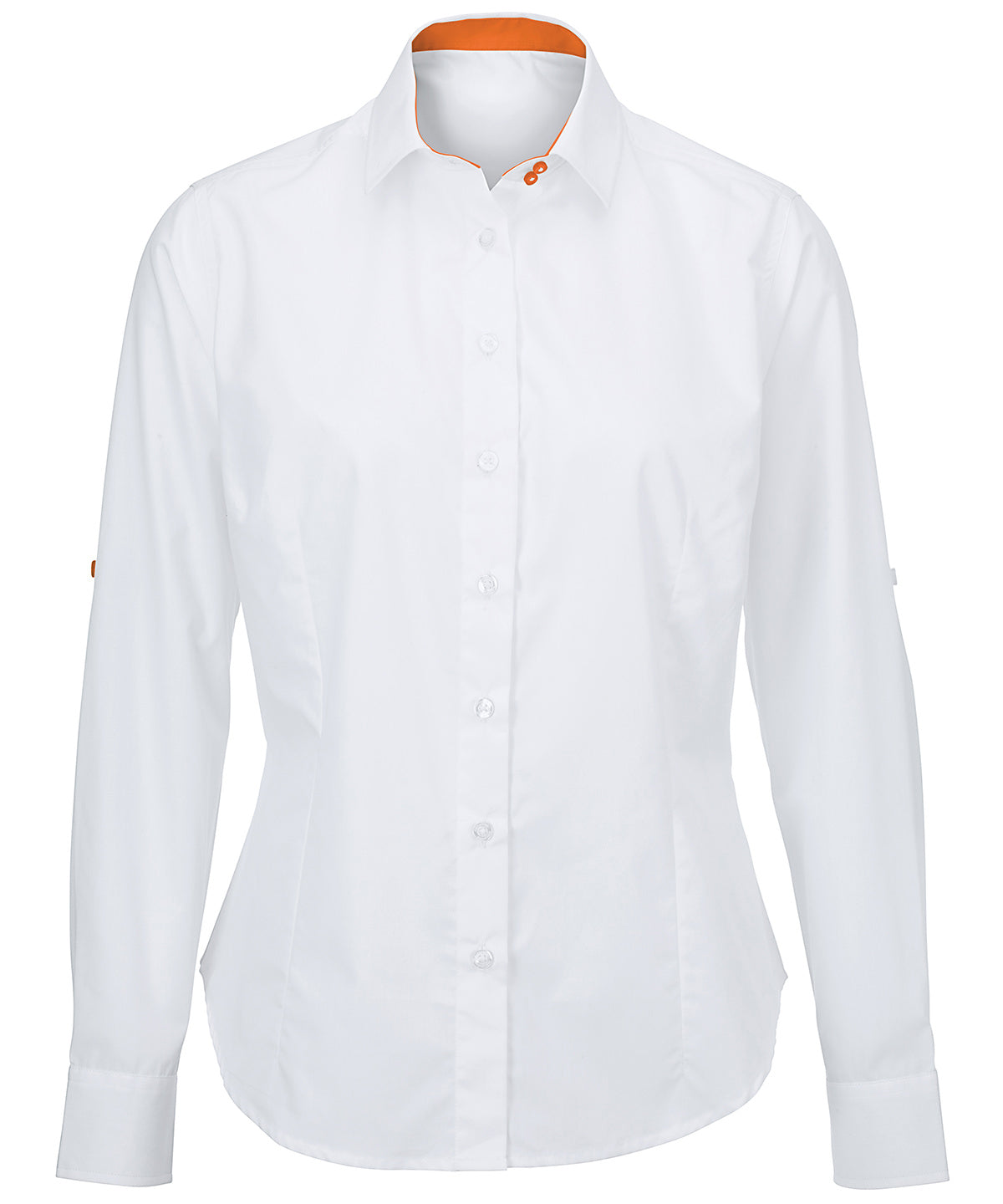 Women's white roll-up sleeve shirt (NF521W)