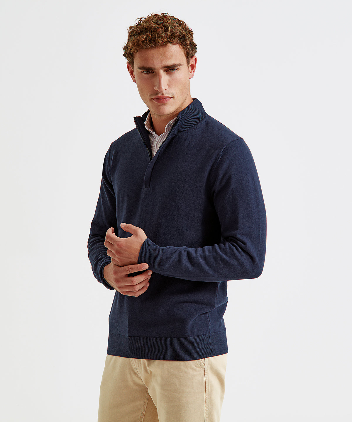 Men's cotton blend ¼ zip sweater