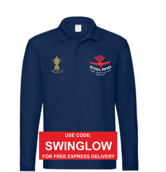 England RWC Final Navy Long Sleeve Polo Top